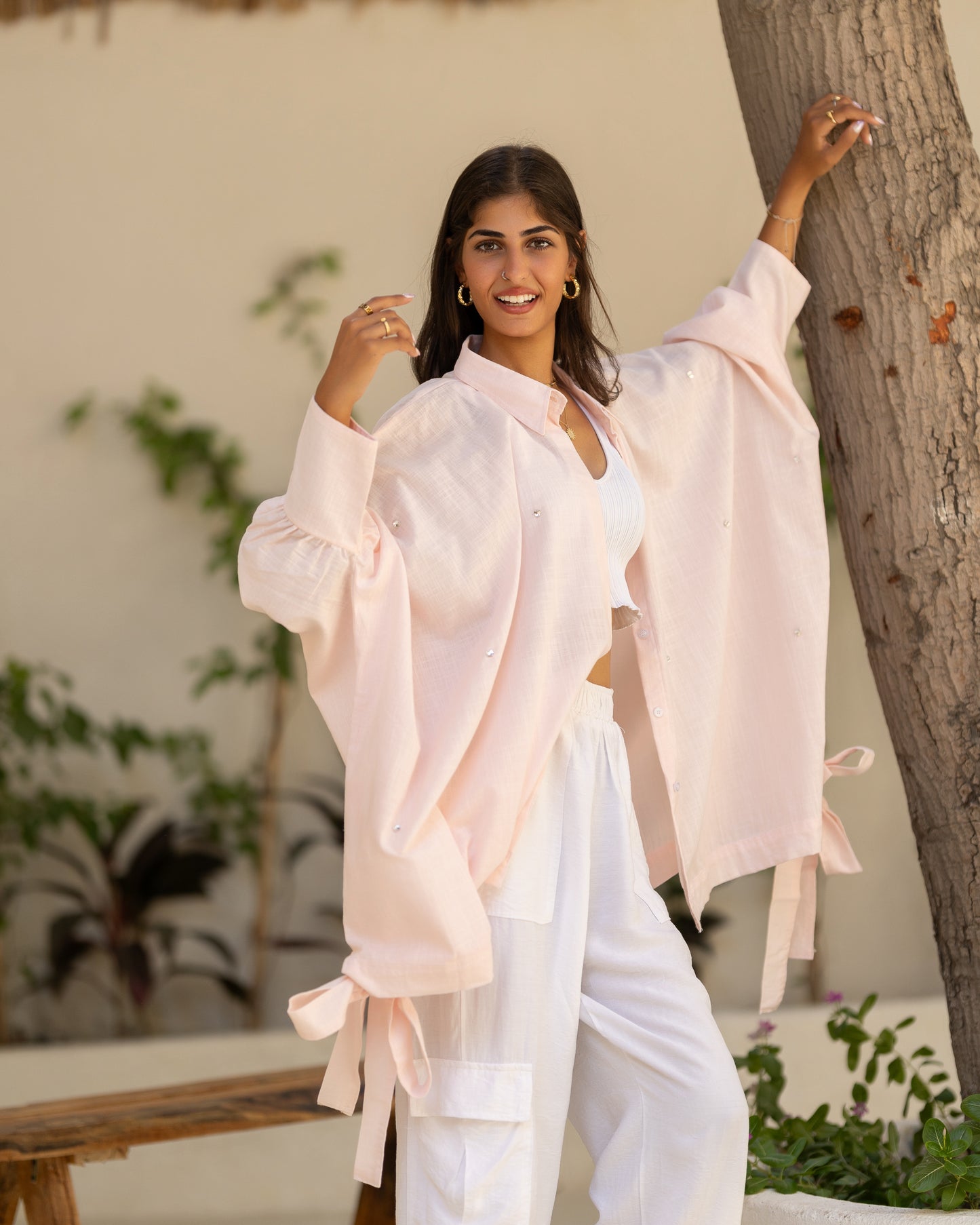 pink linen crystal
