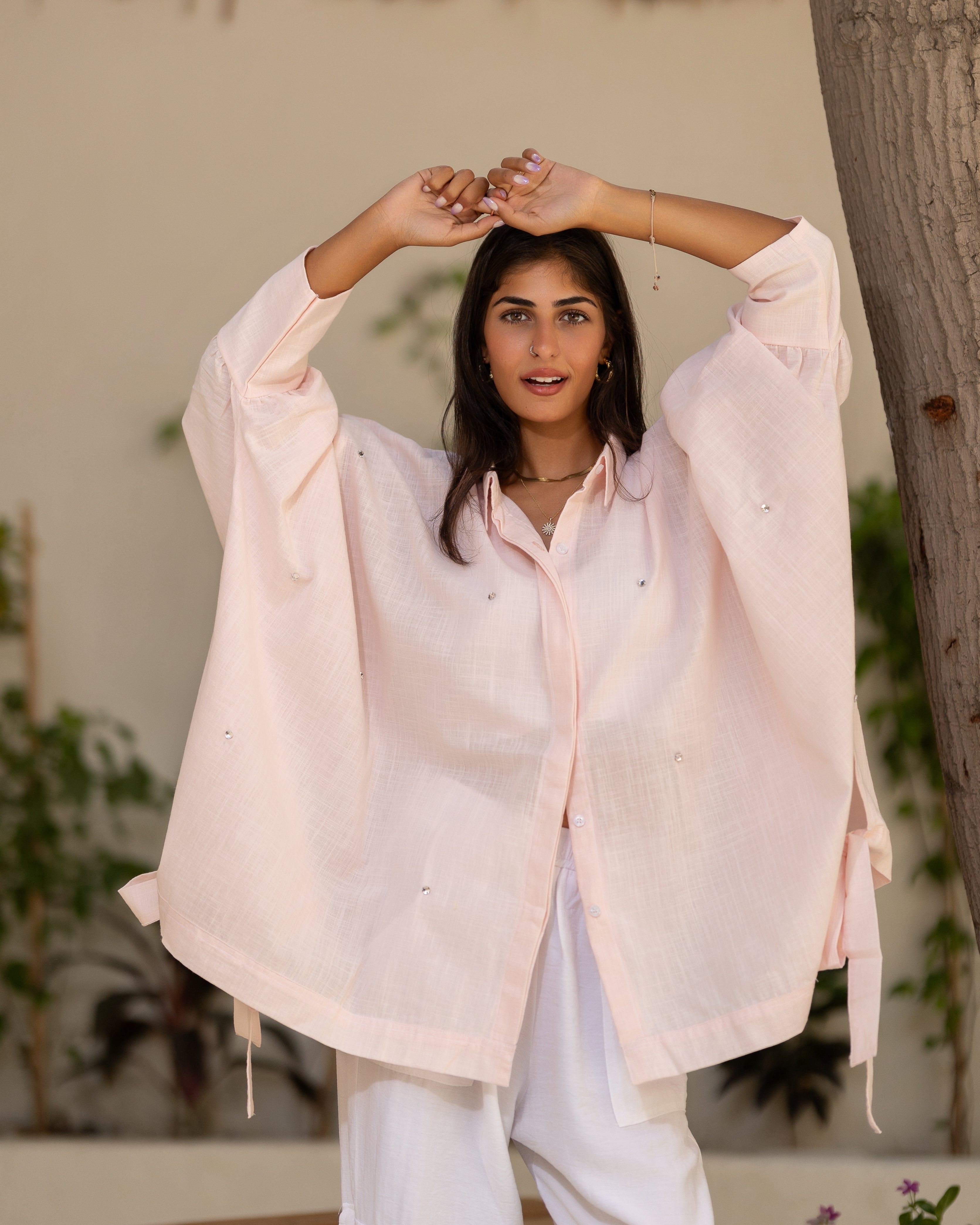 pink linen crystal