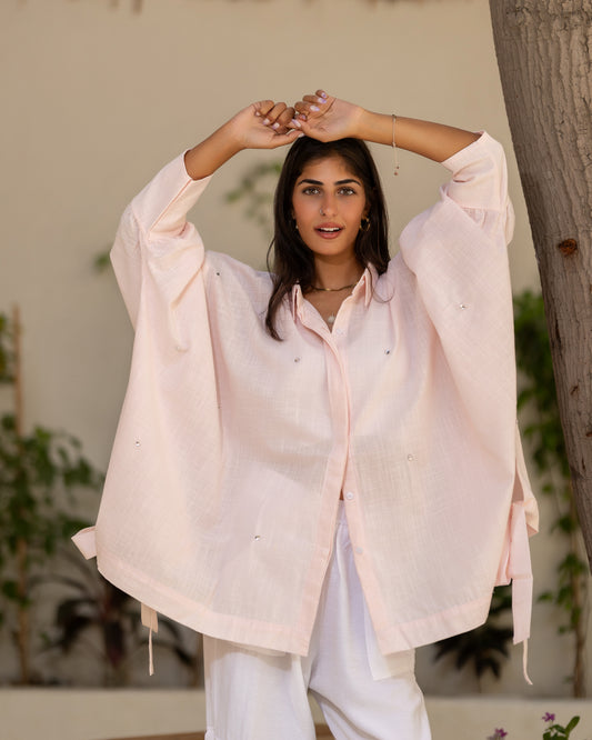 pink linen crystal