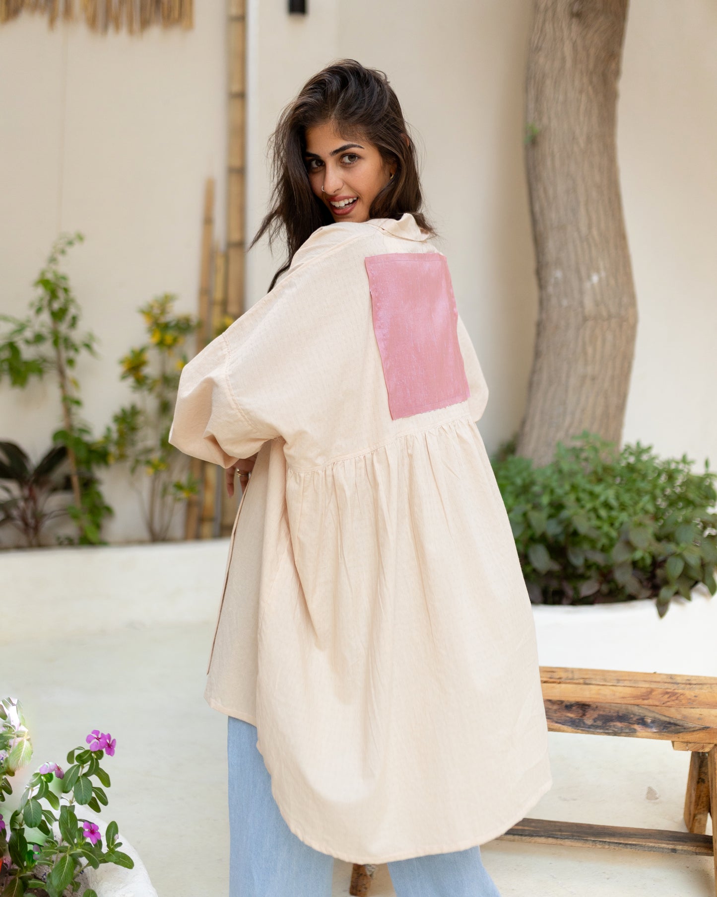 square taffta cardigan