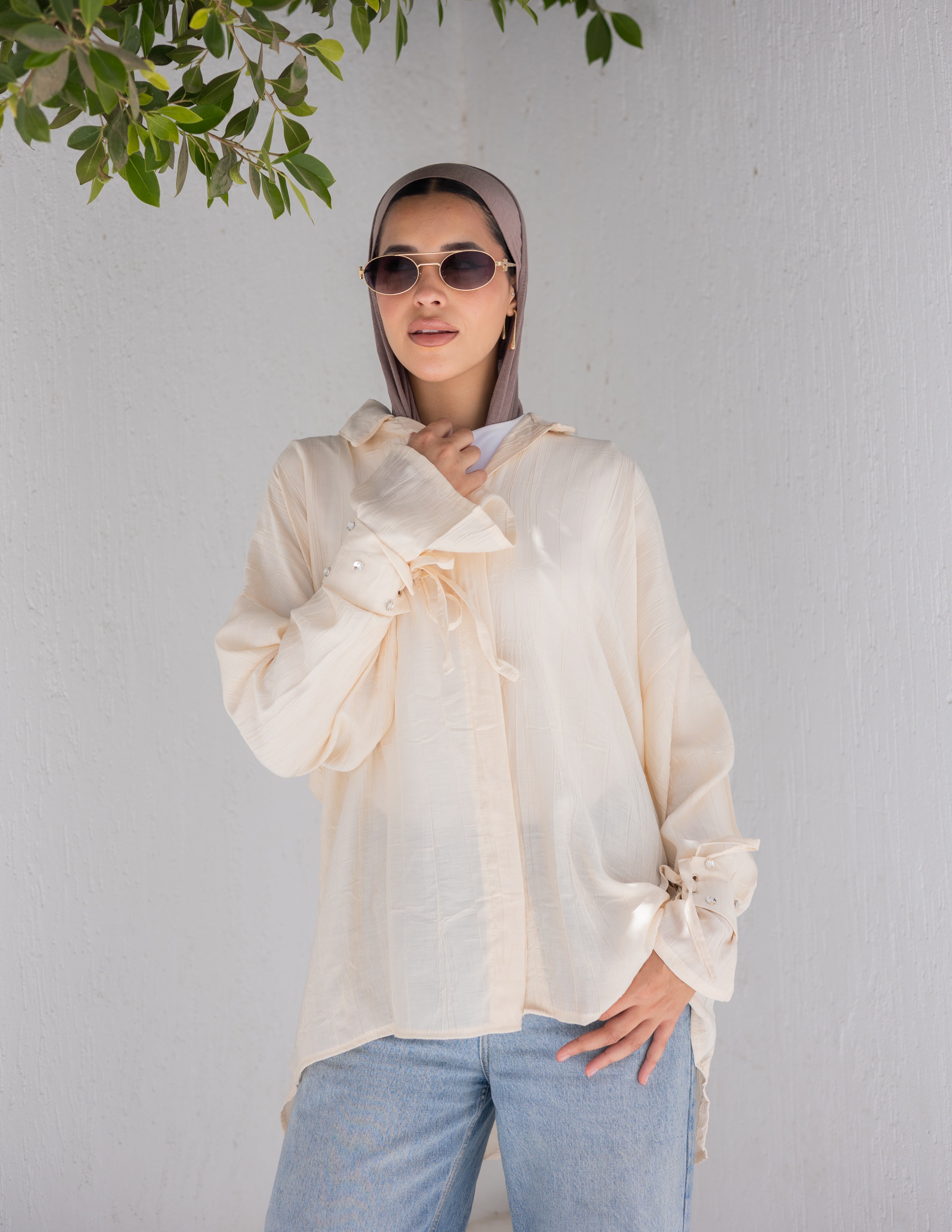 Crystal cuffs shirt
