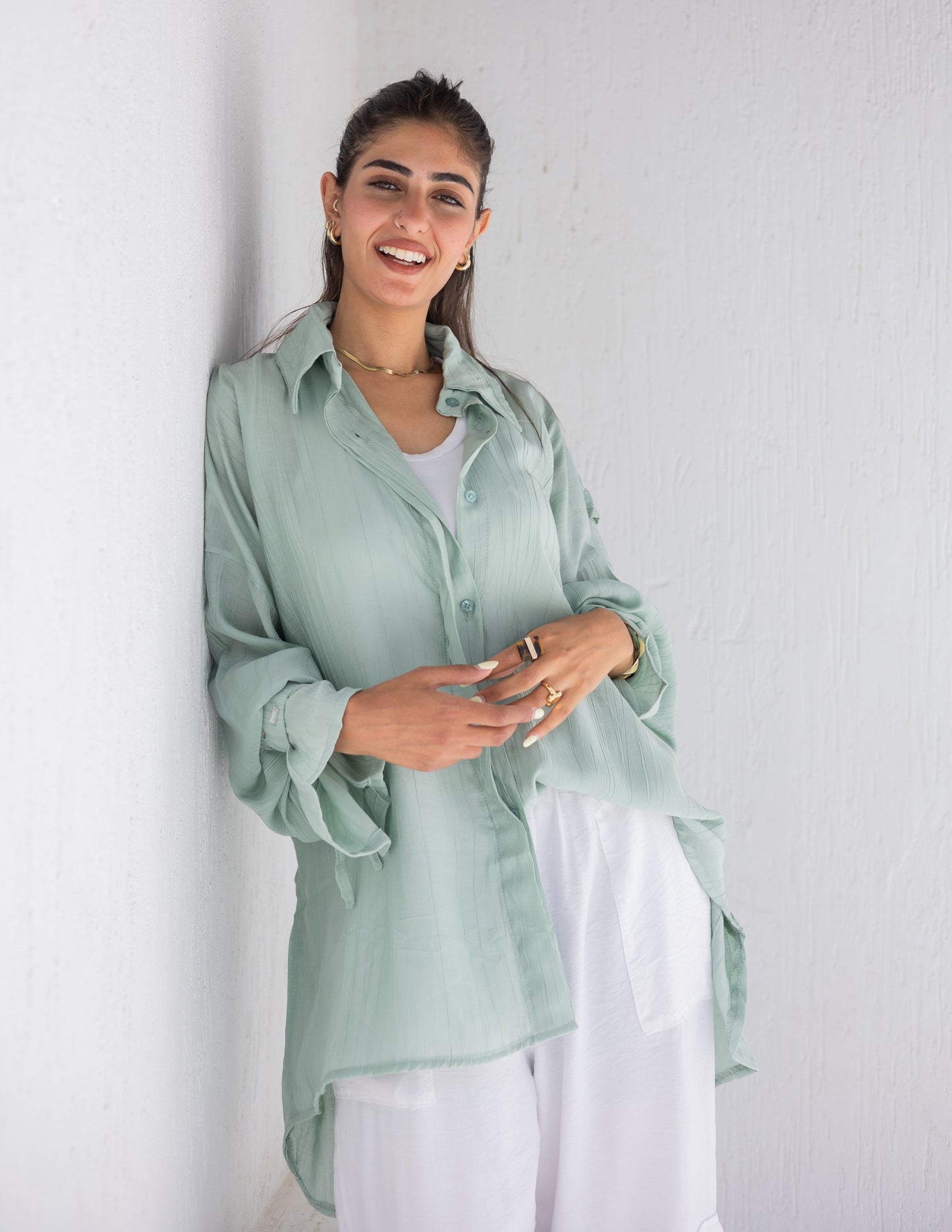Crystal cuffs shirt