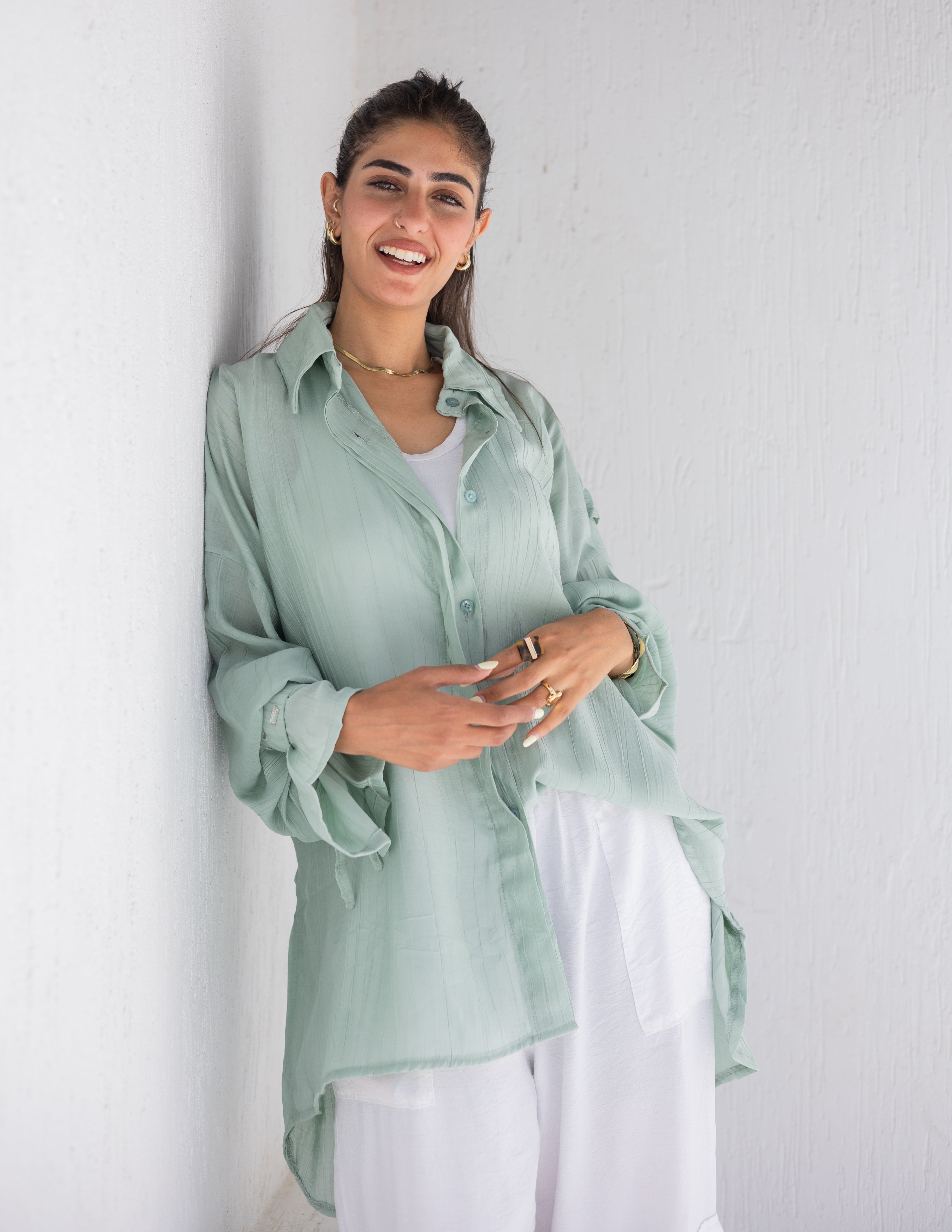 Crystal cuffs shirt