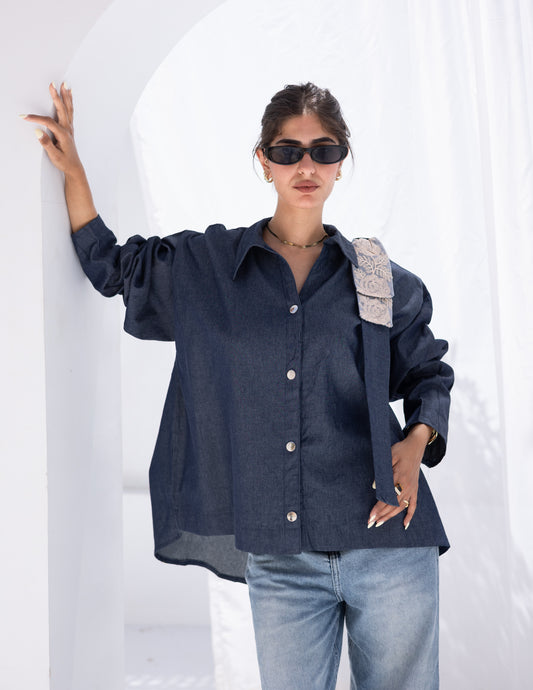 denim with bow