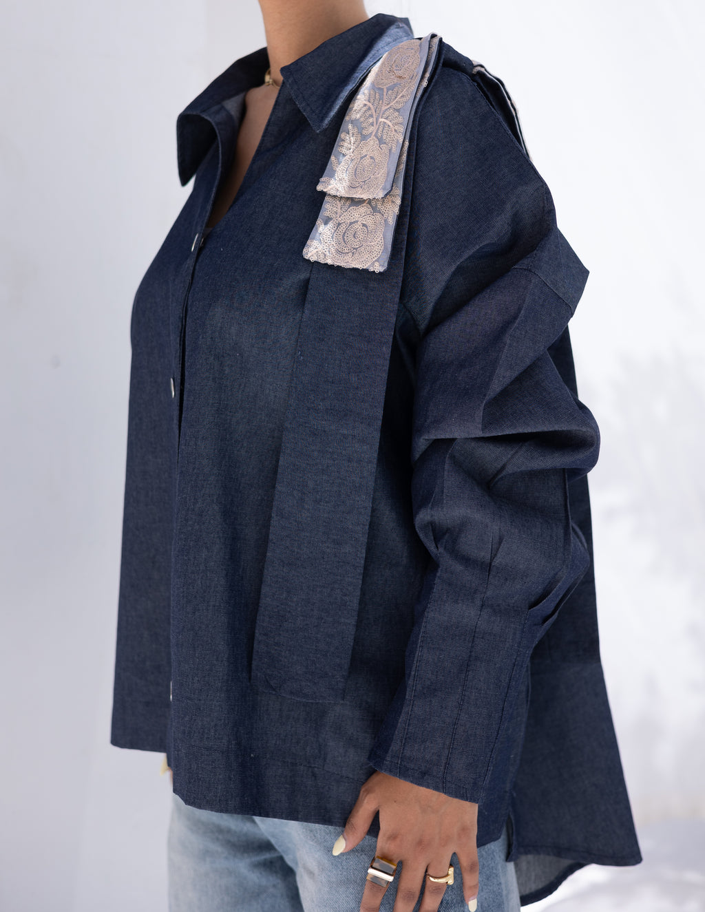 denim with bow