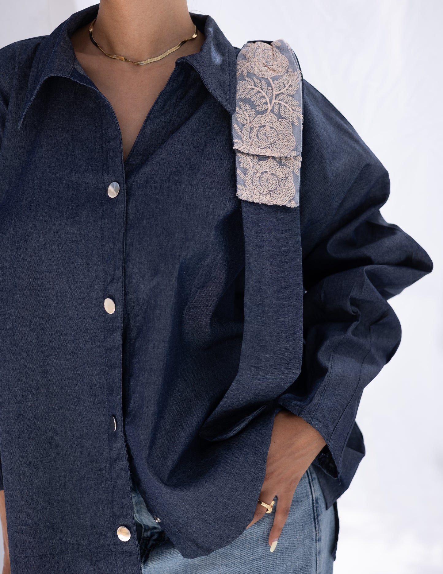 denim with bow