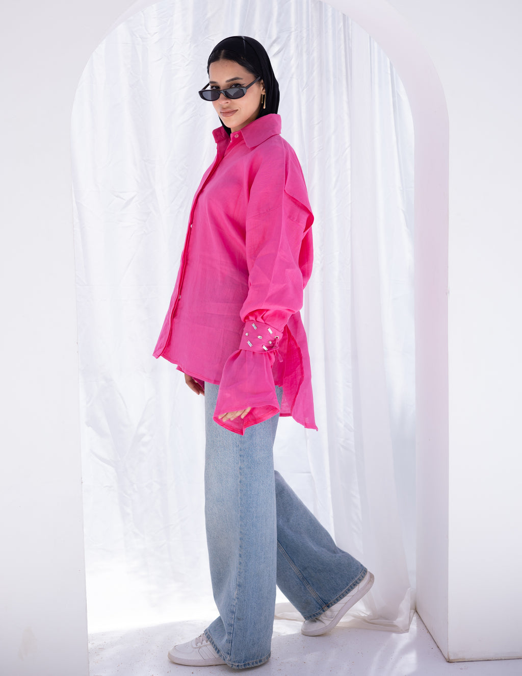 Pure linen crystal cuffs