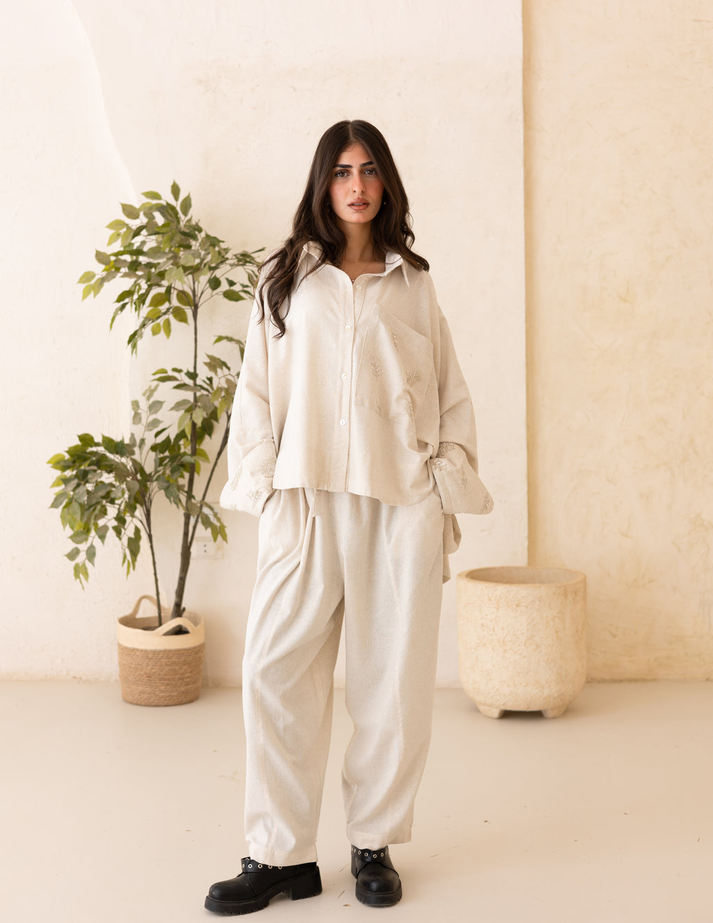 beige linen top