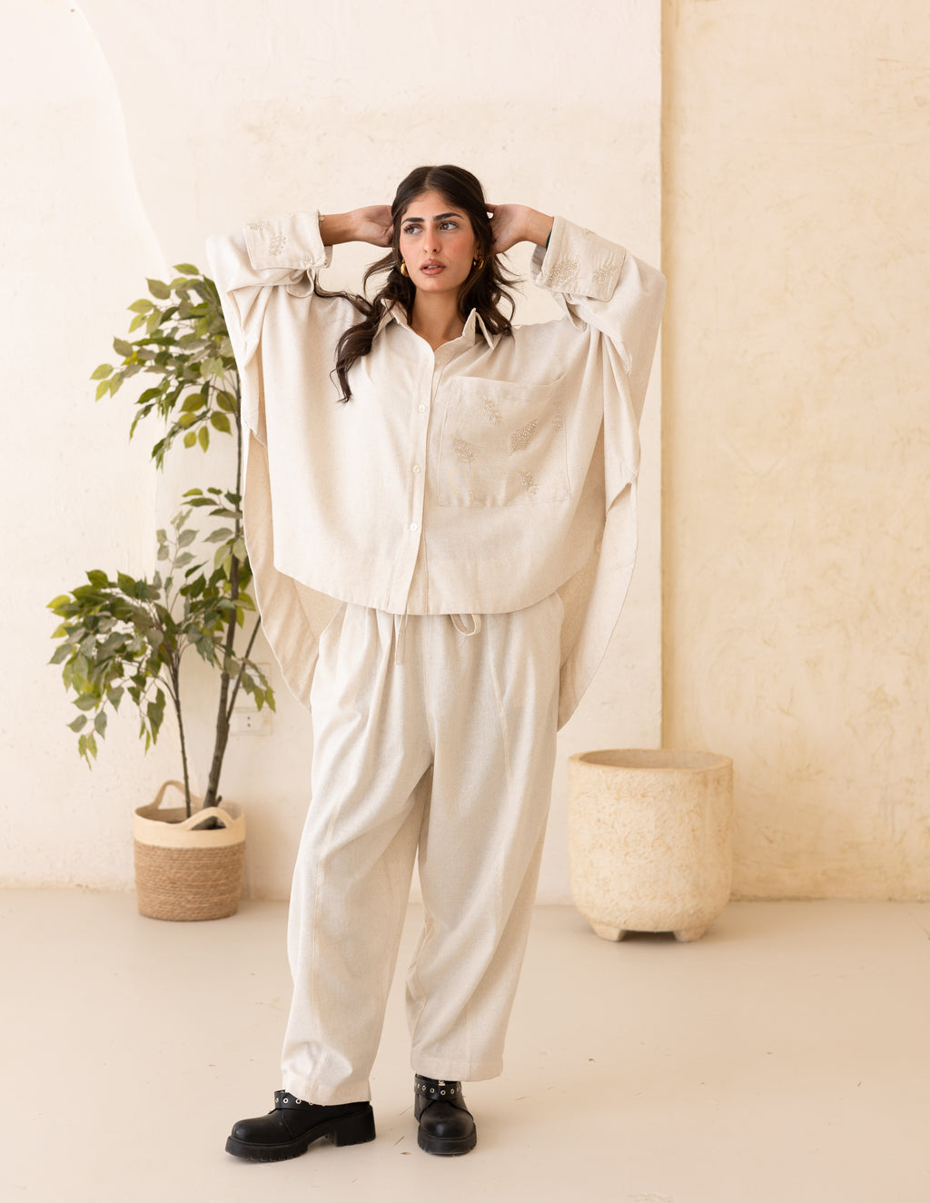 beige linen top