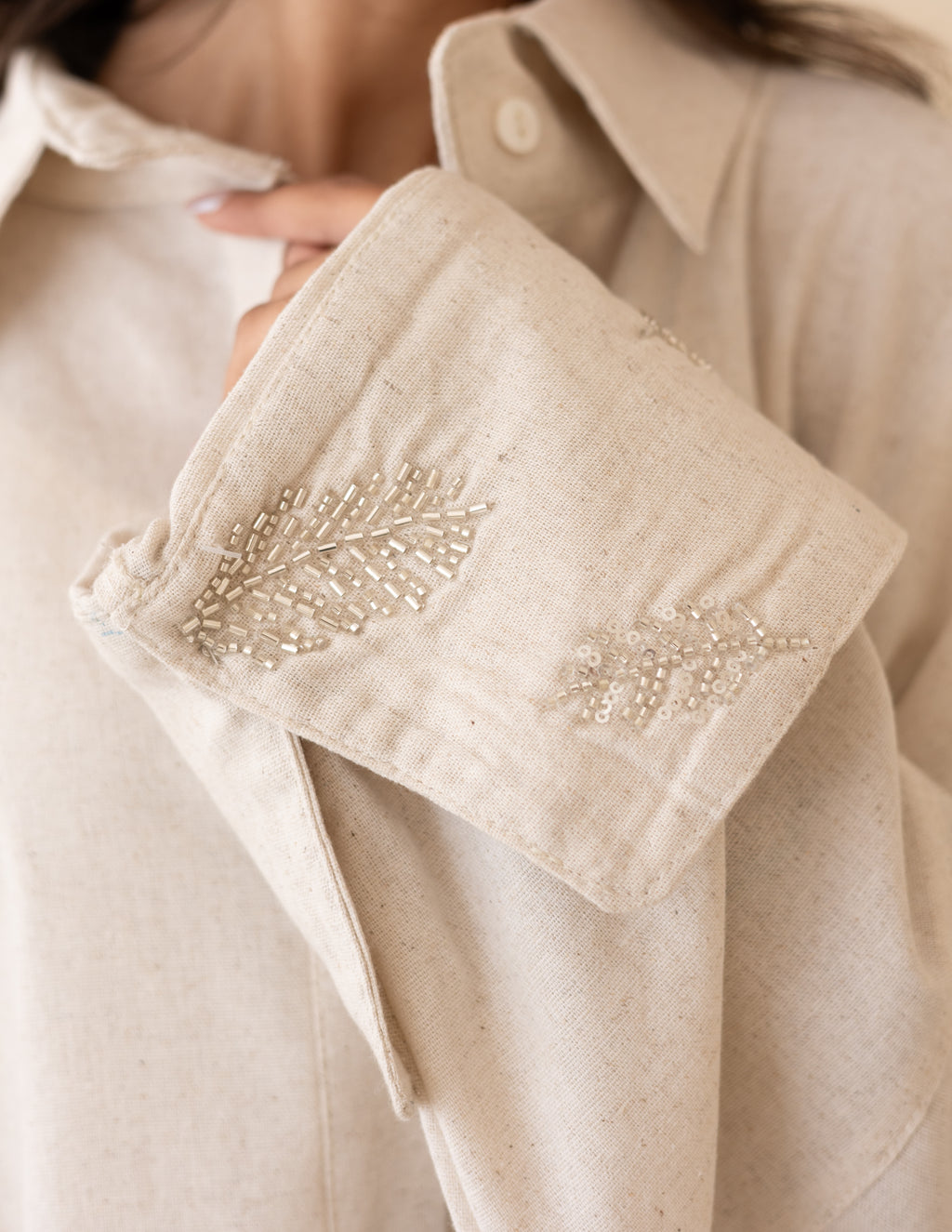 beige linen top
