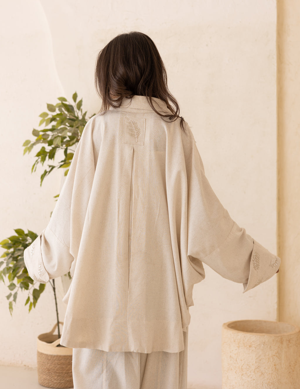 beige linen top