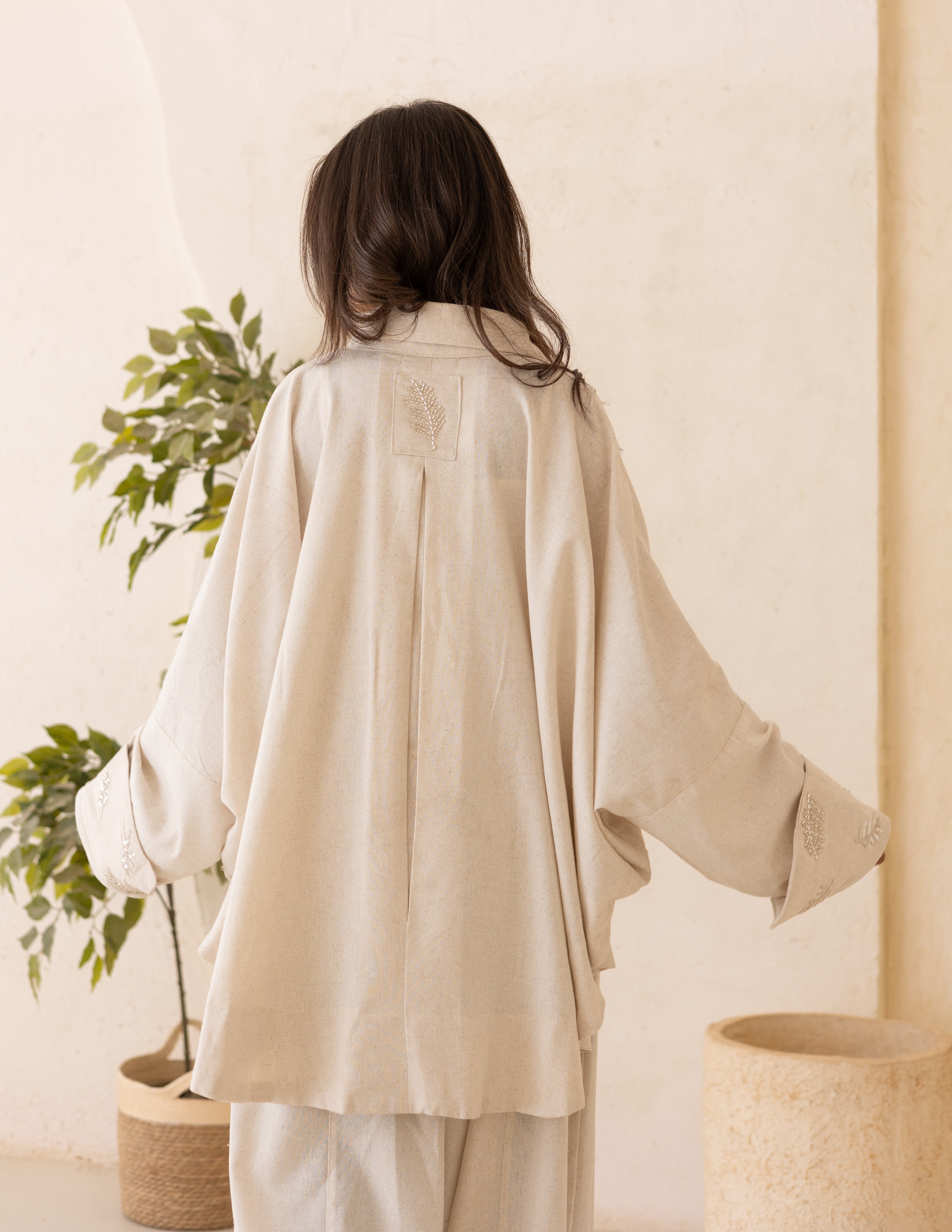 beige linen top