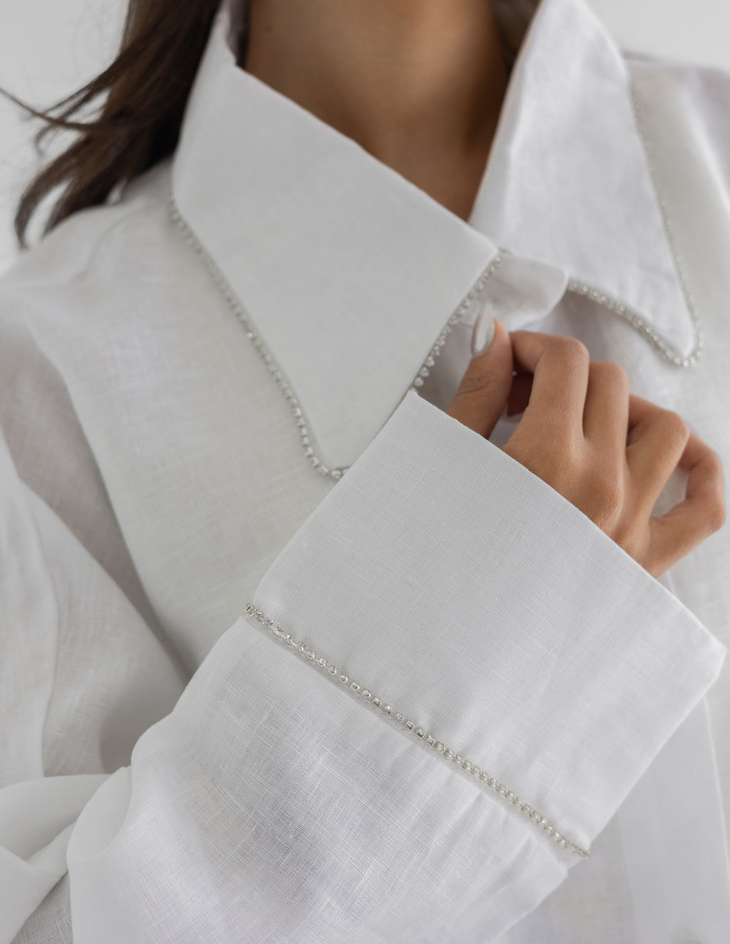 Line crystal linen shirt
