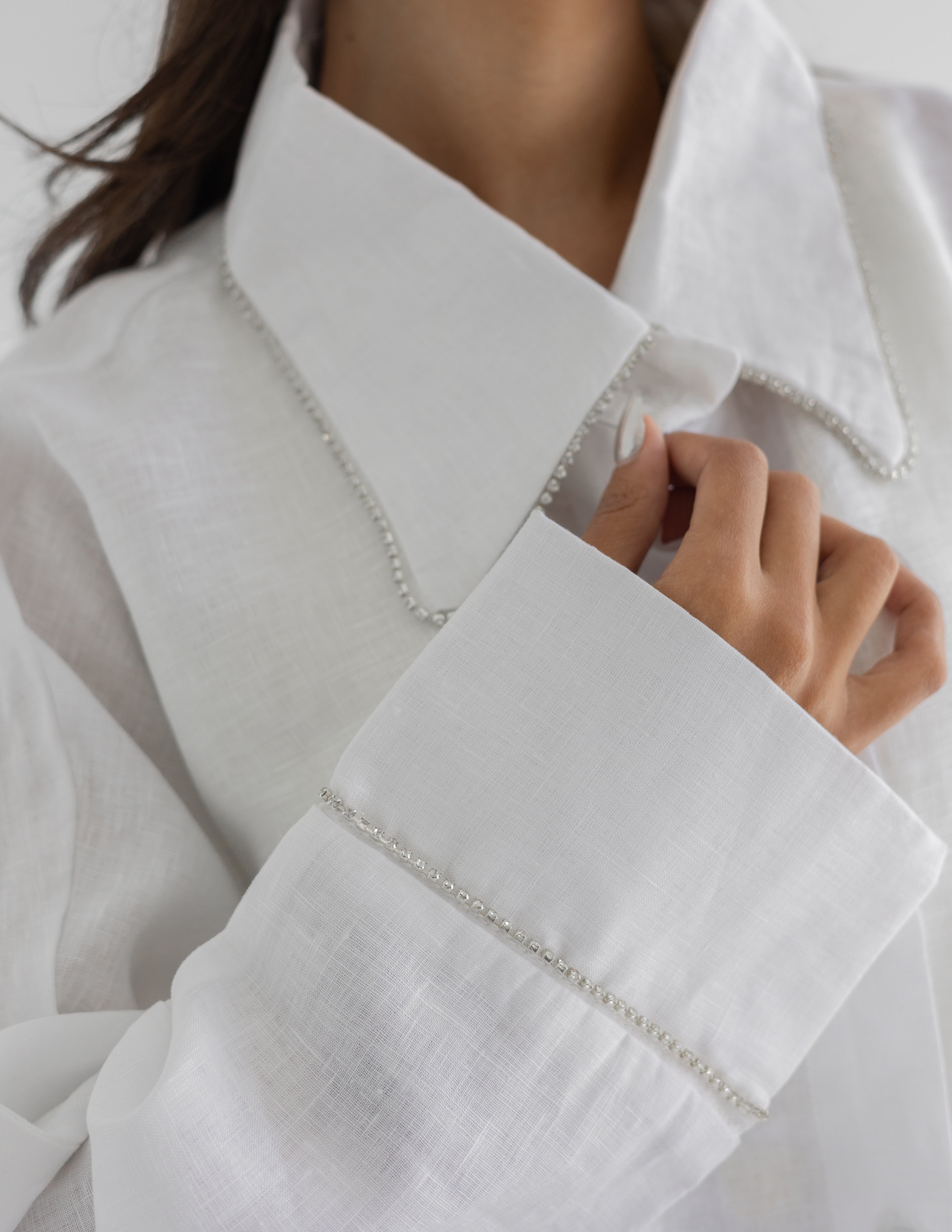 Line crystal linen shirt