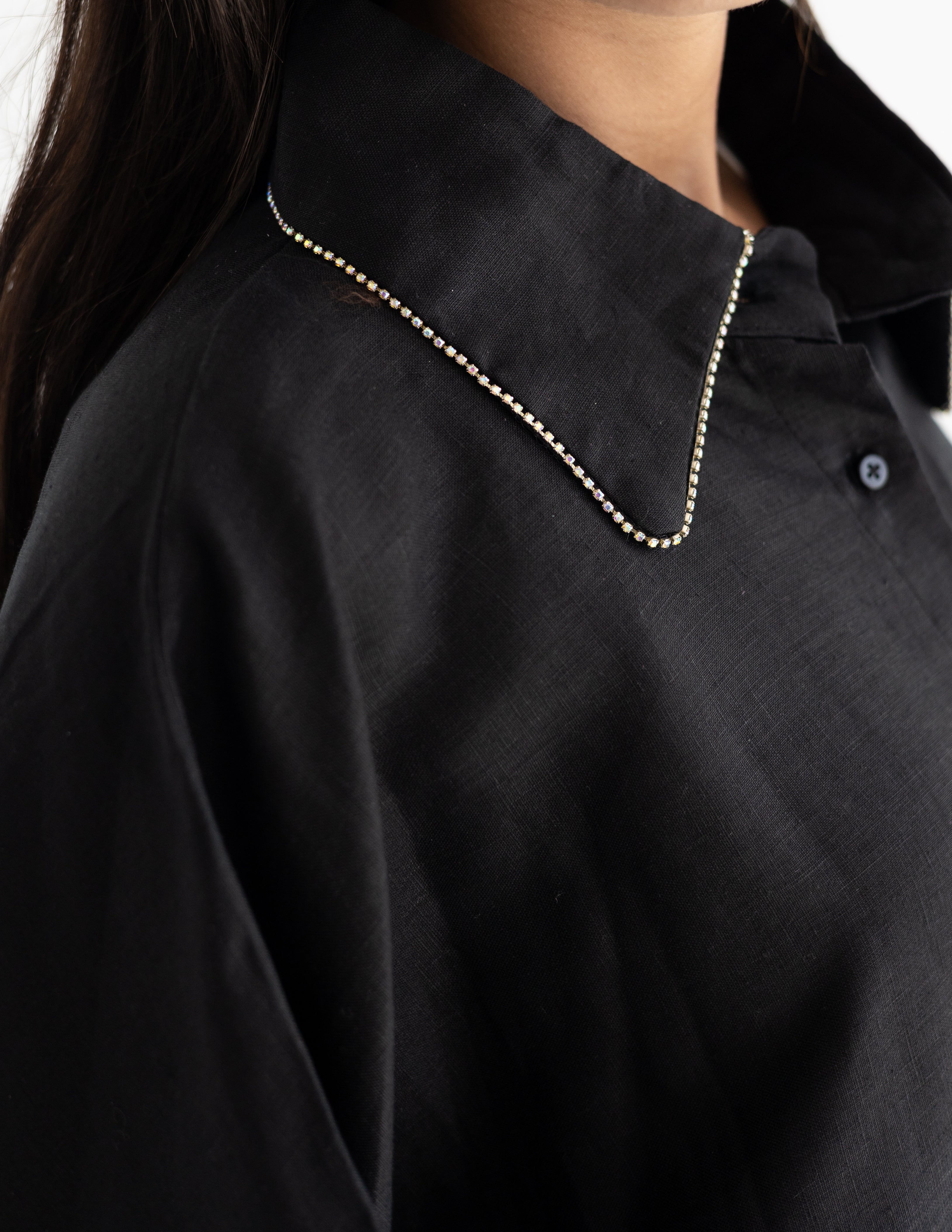 Line crystal linen shirt