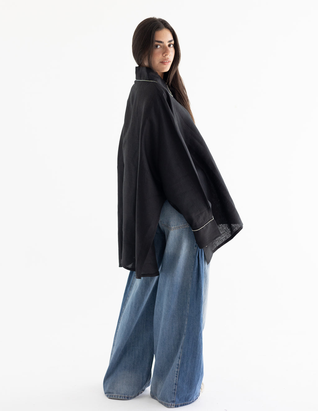 Line crystal linen shirt