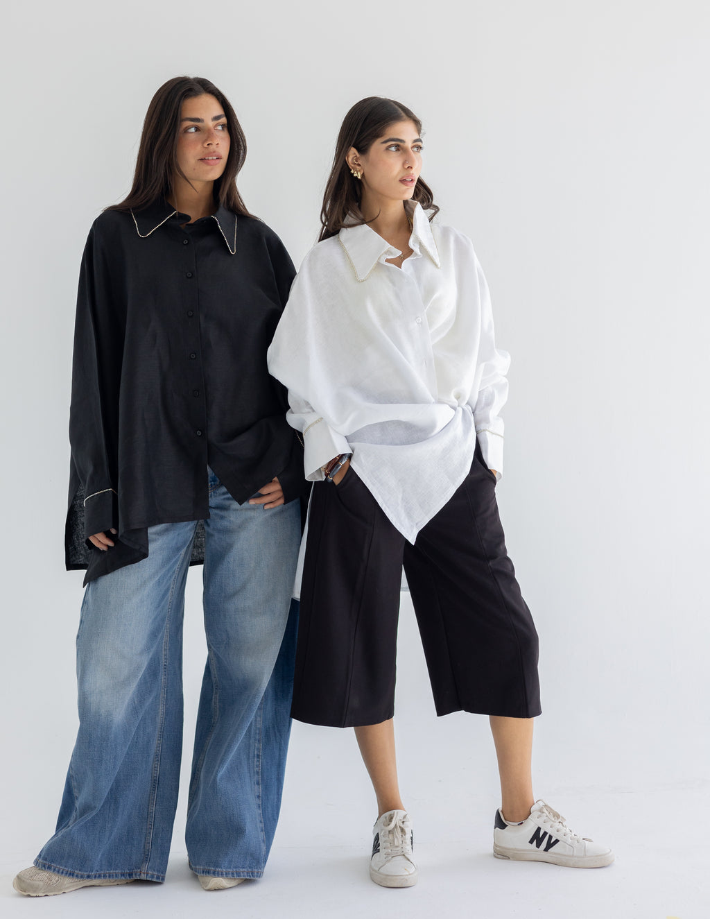 Line crystal linen shirt