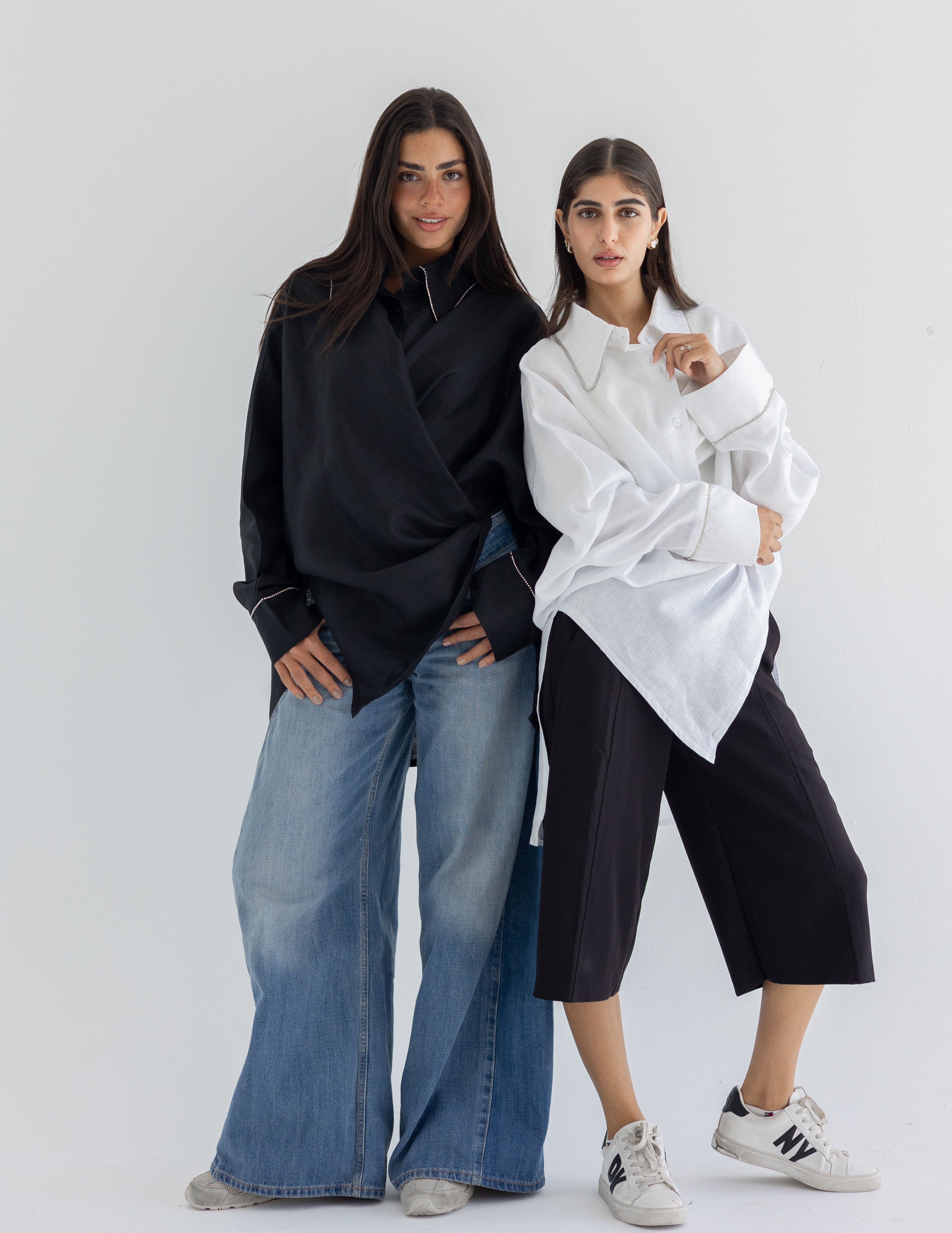 Line crystal linen shirt