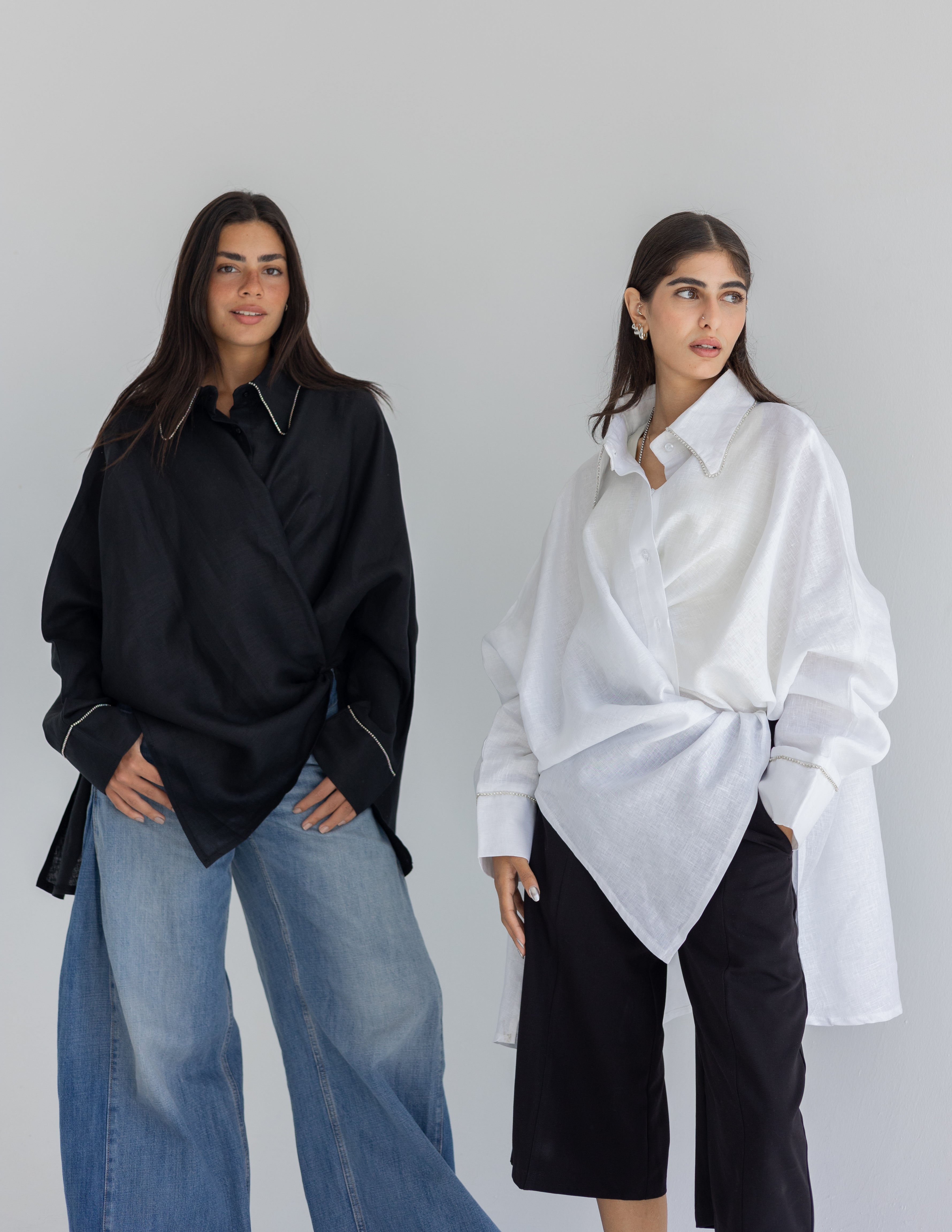 Line crystal linen shirt