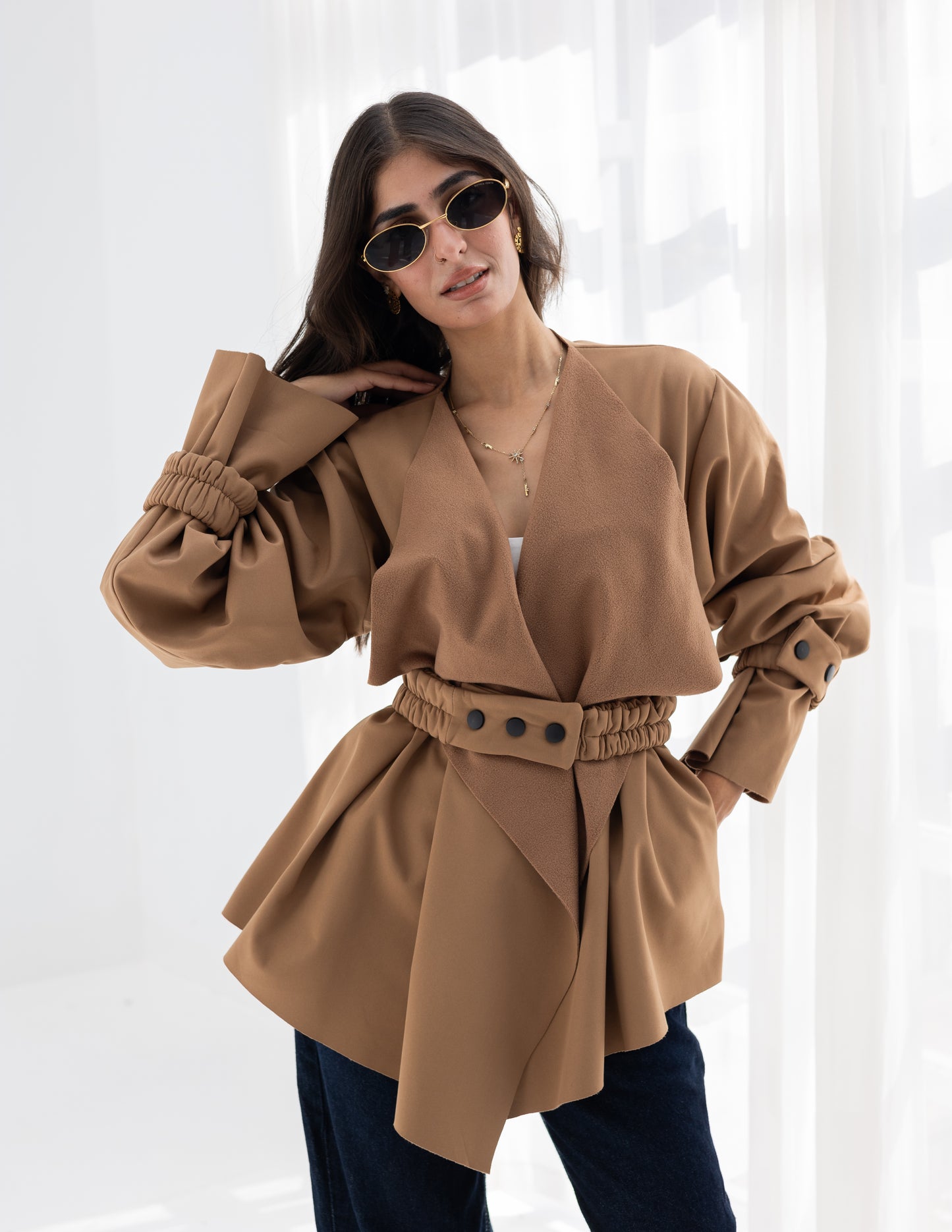 Shawl camel jacket