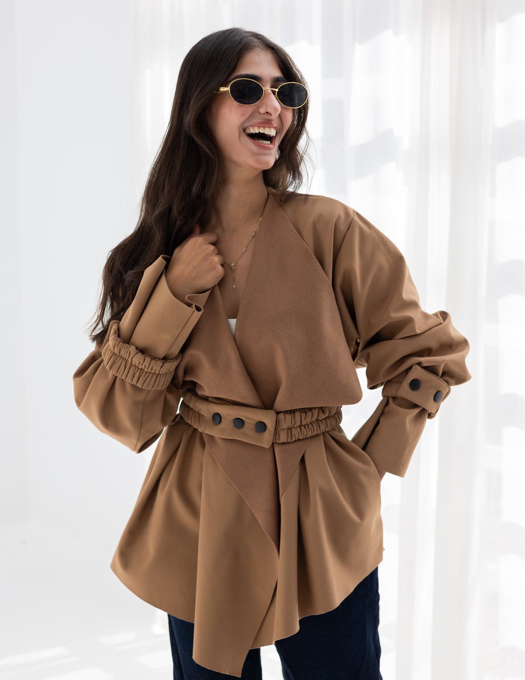Shawl camel jacket
