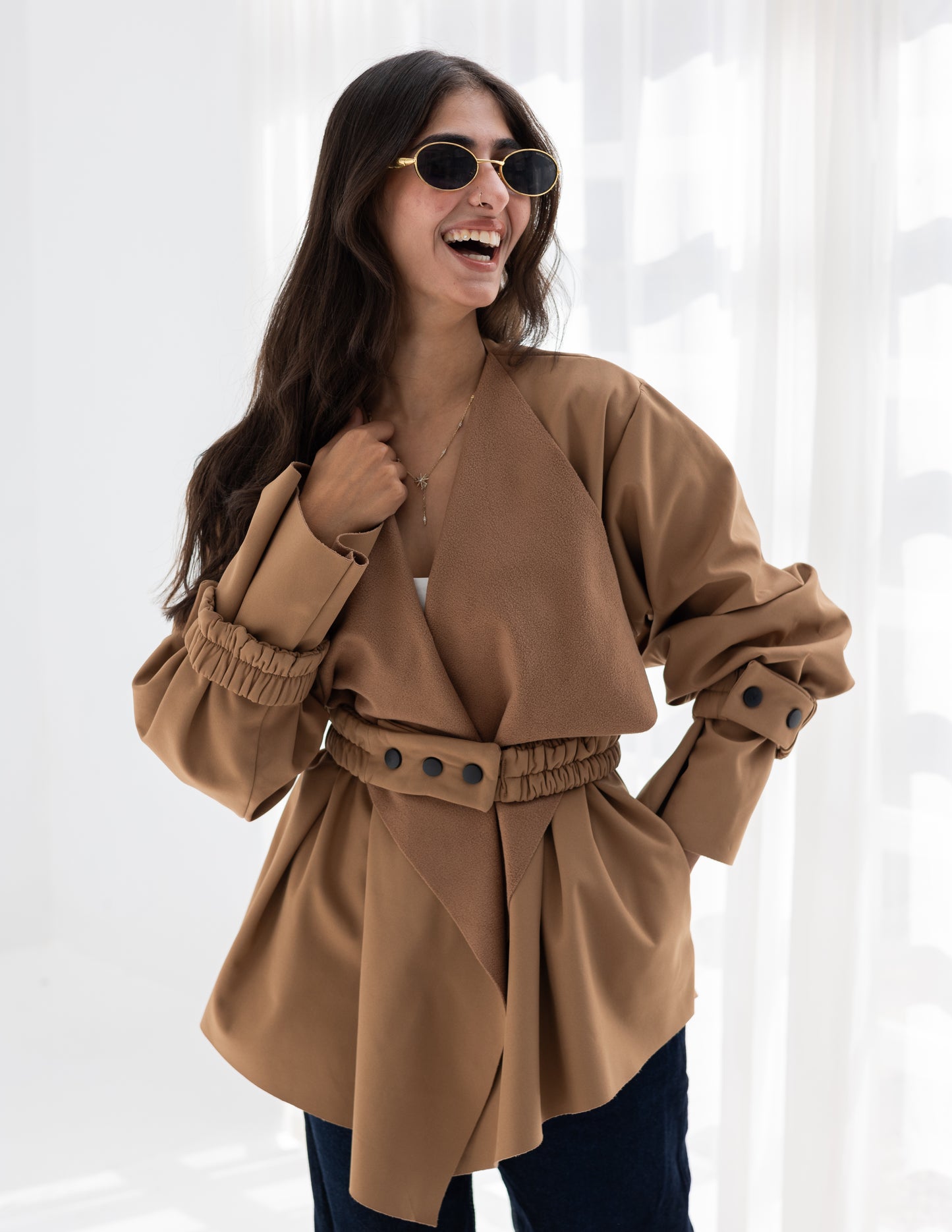 Shawl camel jacket