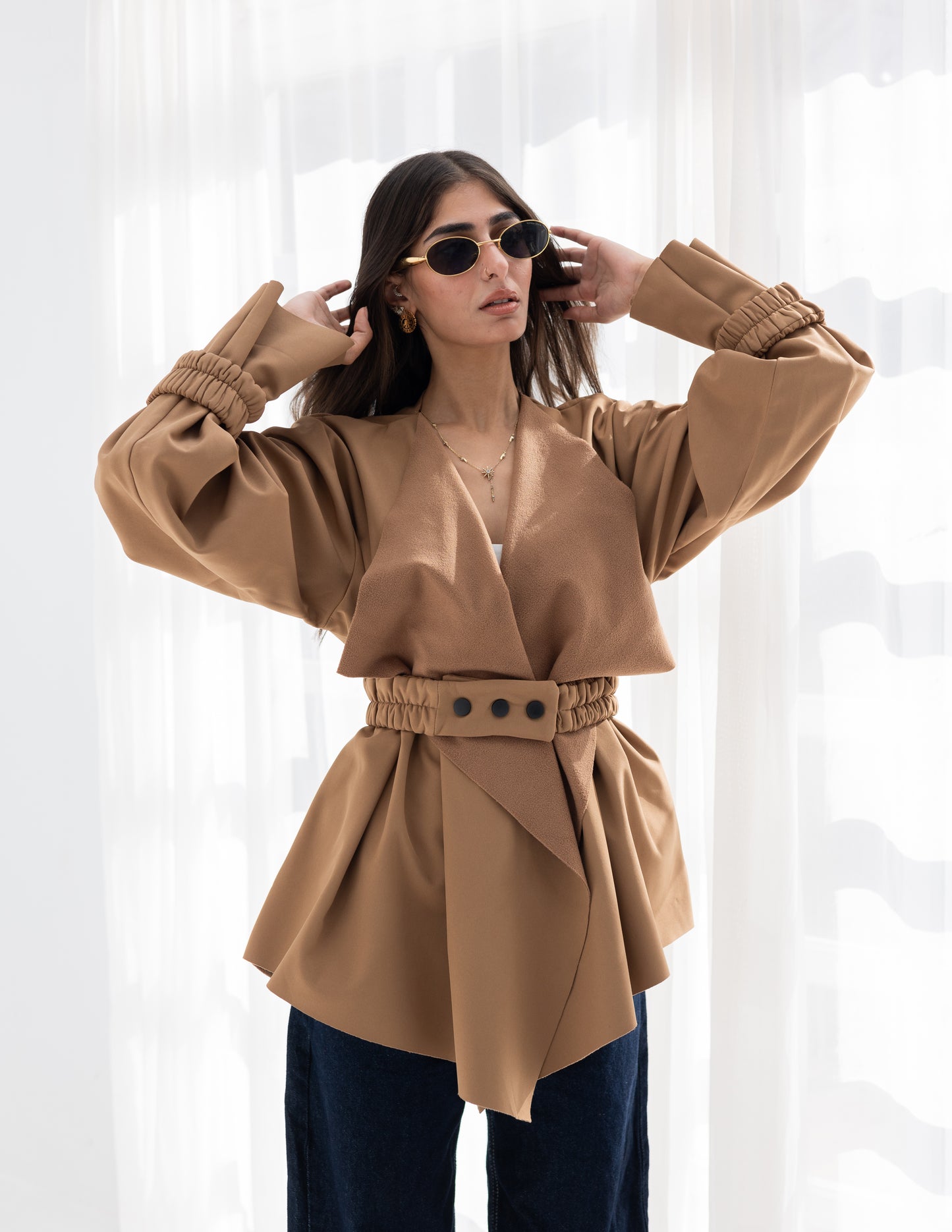 Shawl camel jacket