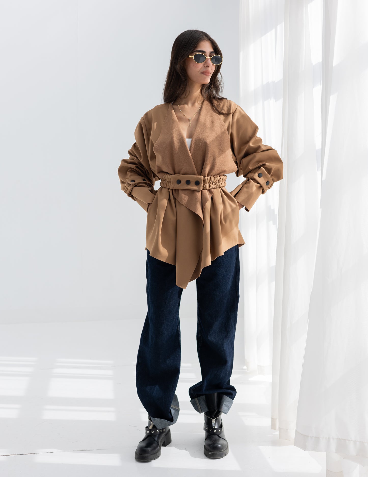 Shawl camel jacket