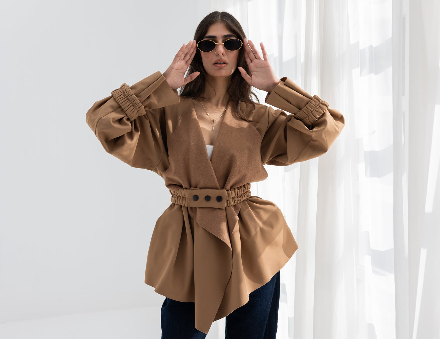 Shawl camel jacket