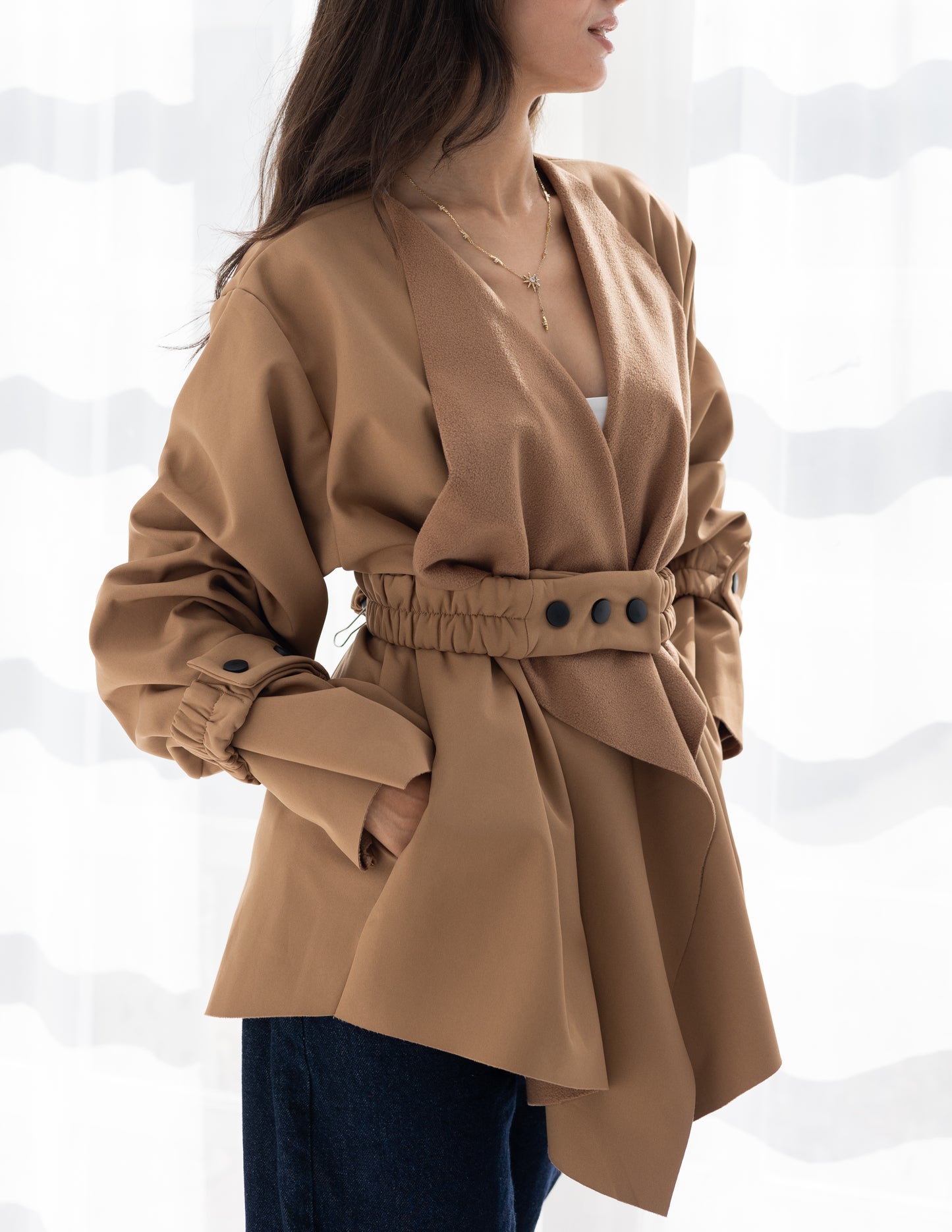 Shawl camel jacket