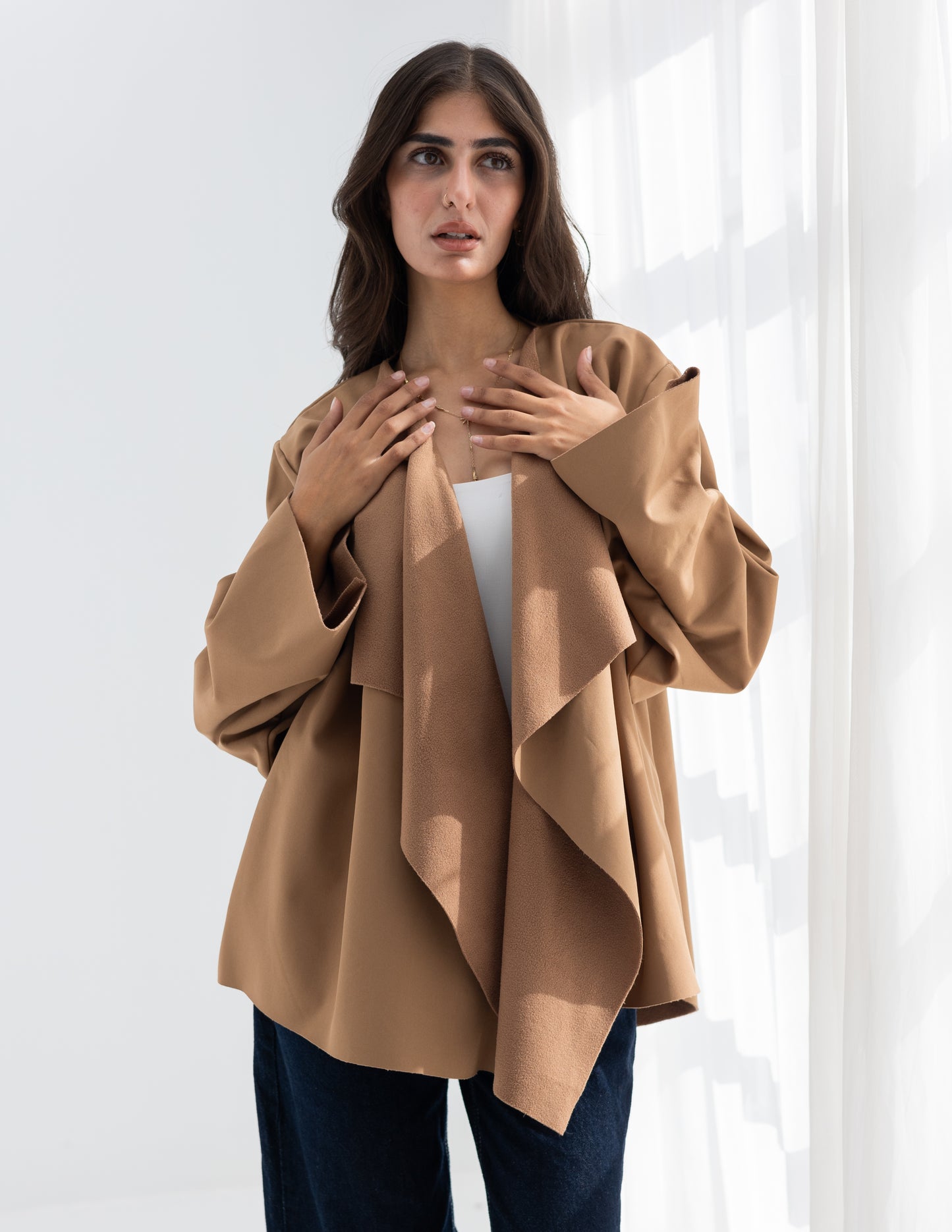 Shawl camel jacket