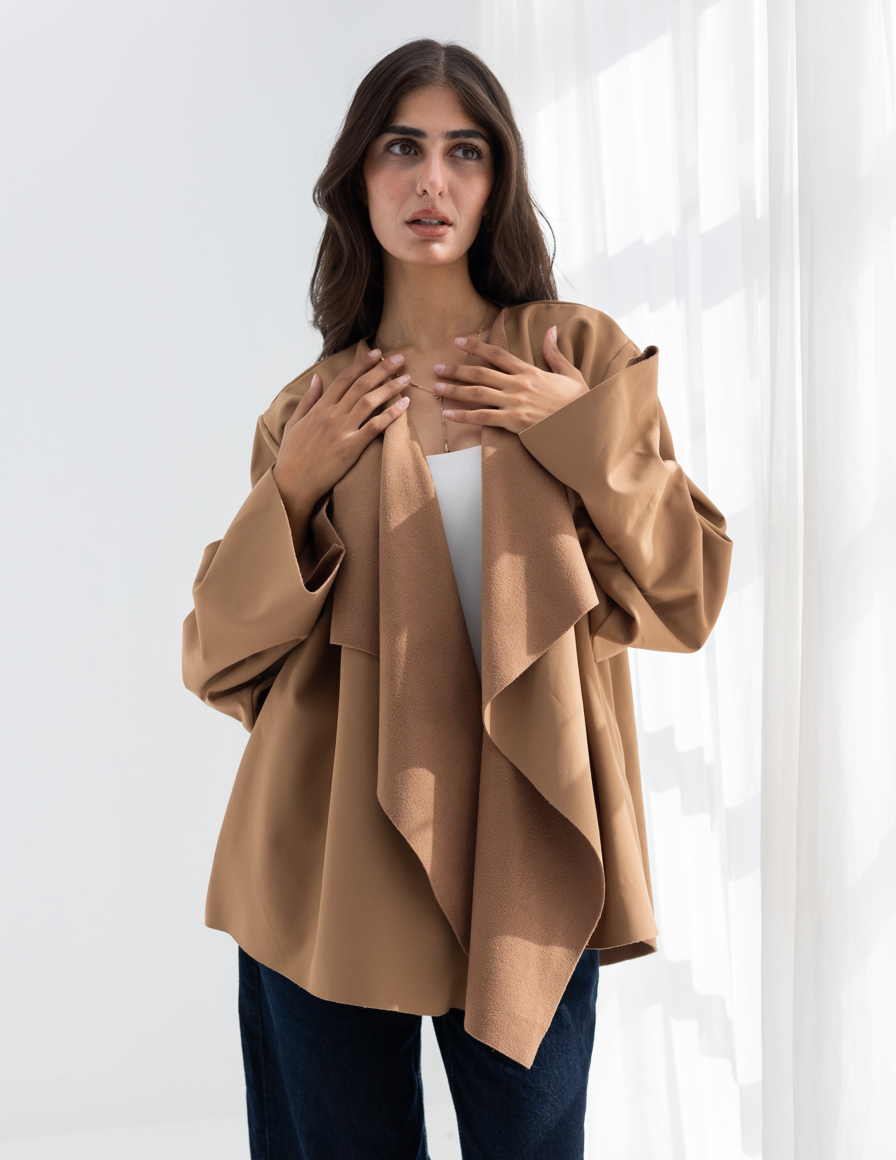 Shawl camel jacket