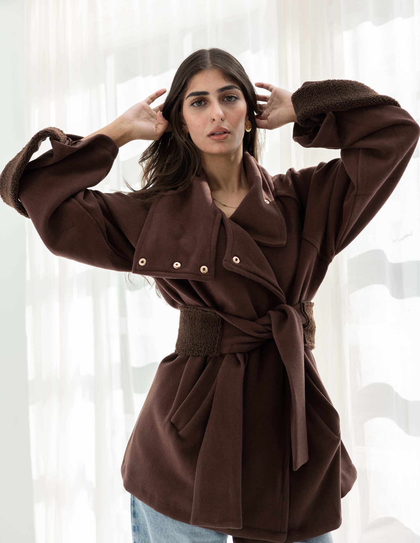 Brown belted jacket