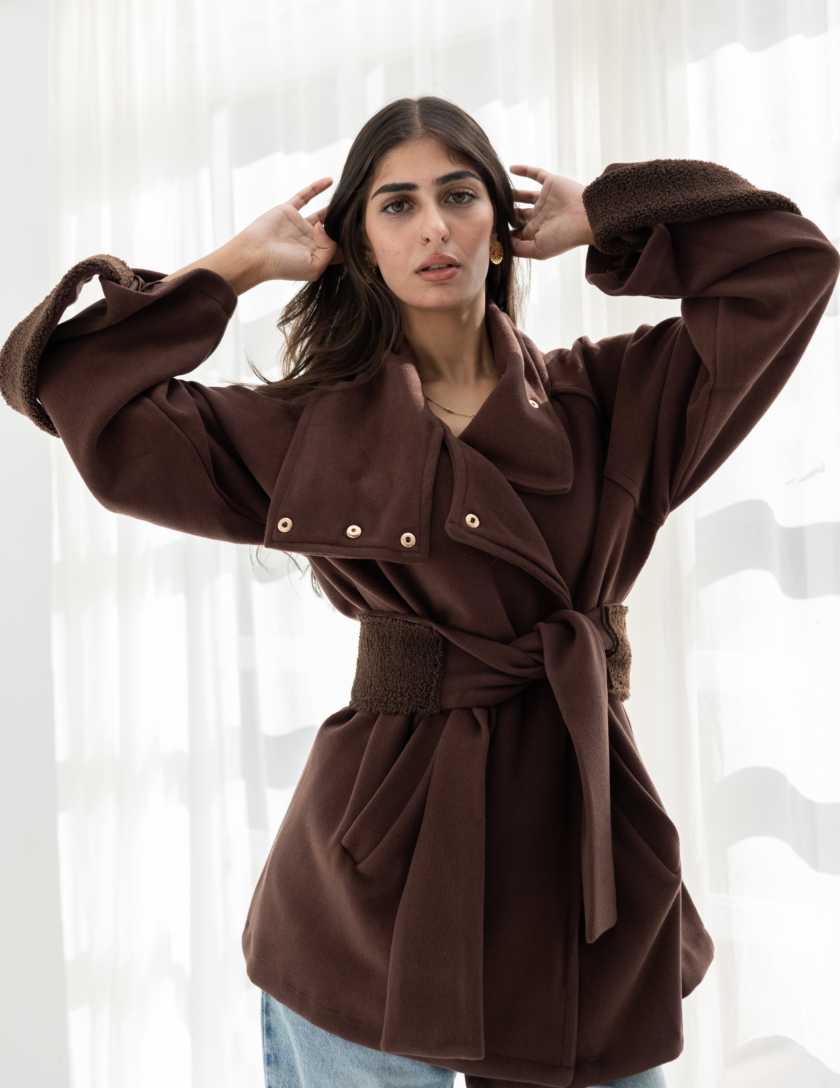 Brown belted jacket