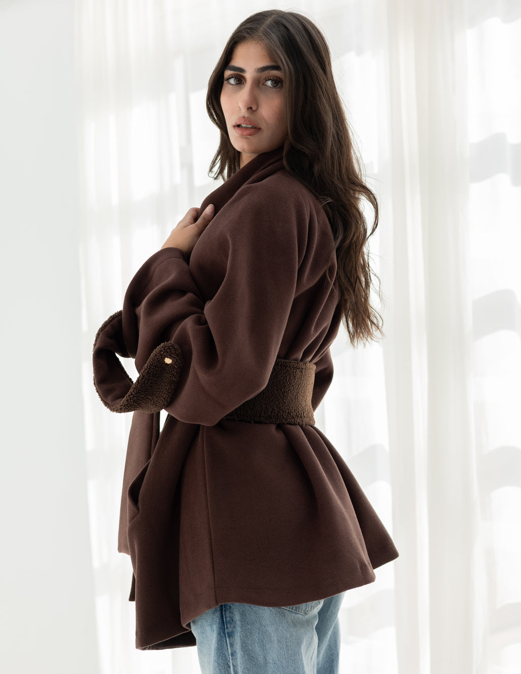 Brown belted jacket
