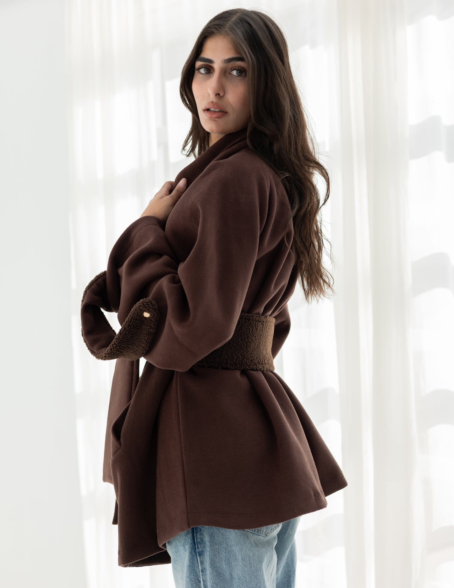 Brown belted jacket