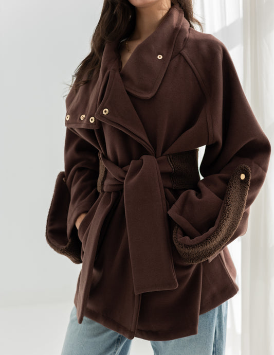 Brown belted jacket
