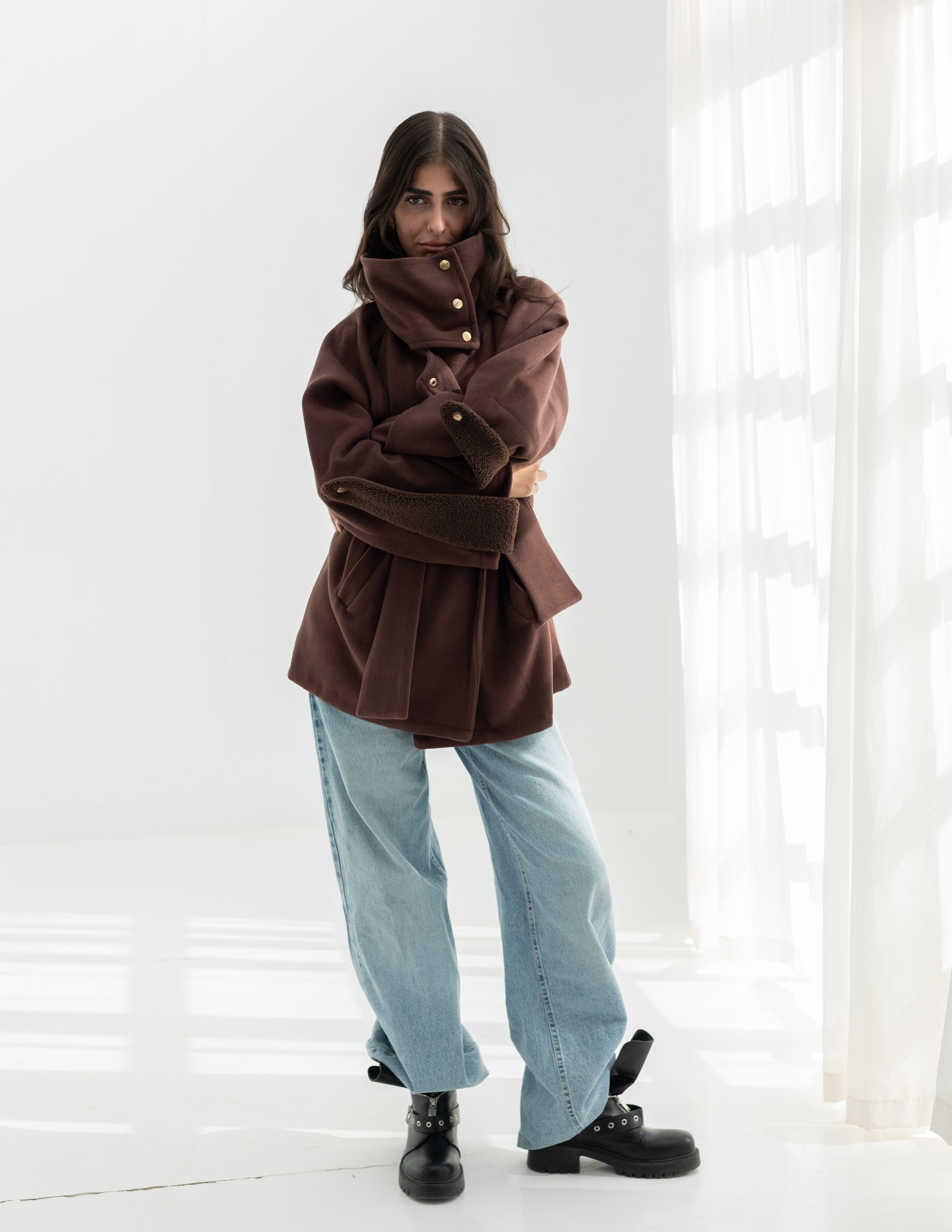 Brown belted jacket