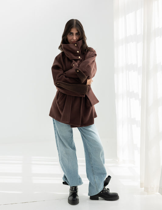 Brown belted jacket