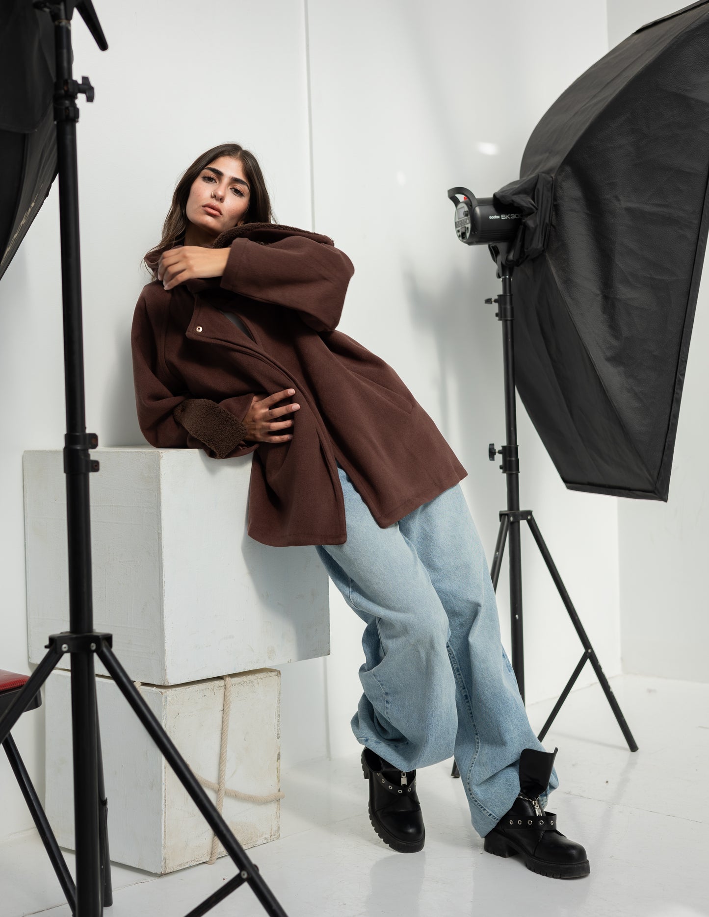 Brown belted jacket