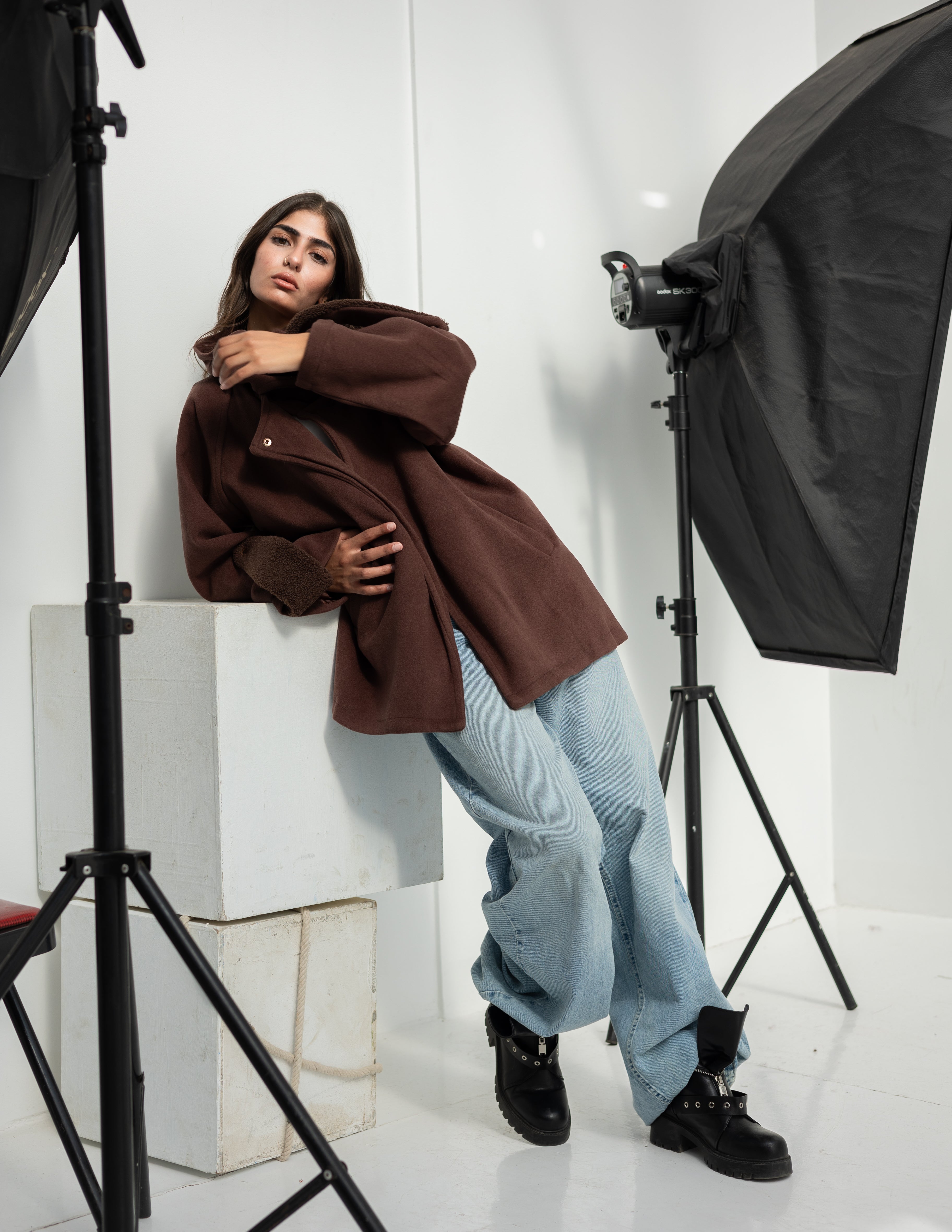 Brown belted jacket